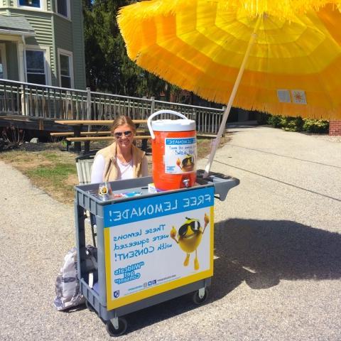 student at lemonade stand 